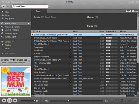 Spotify main screen under Windows Spotify main screen under Windows